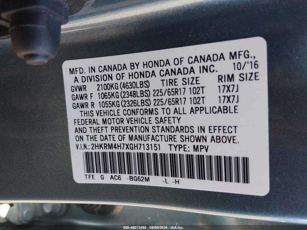 2016 Honda CR-V EX-L photo 9