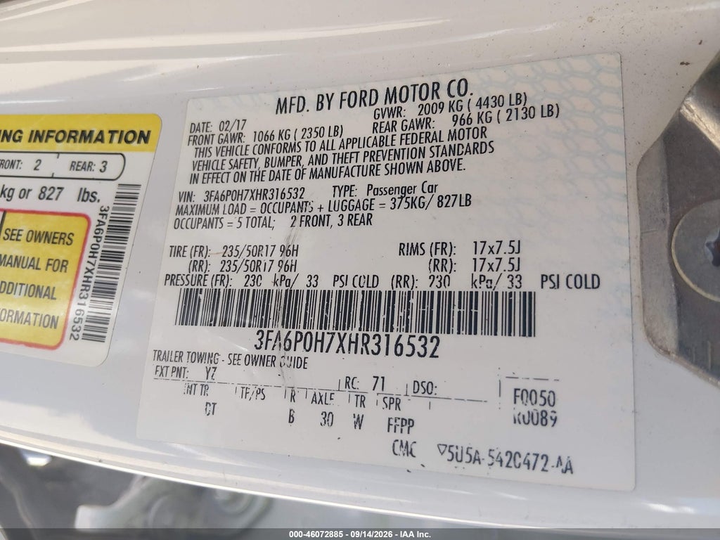 2017 Ford Fusion SE photo 9