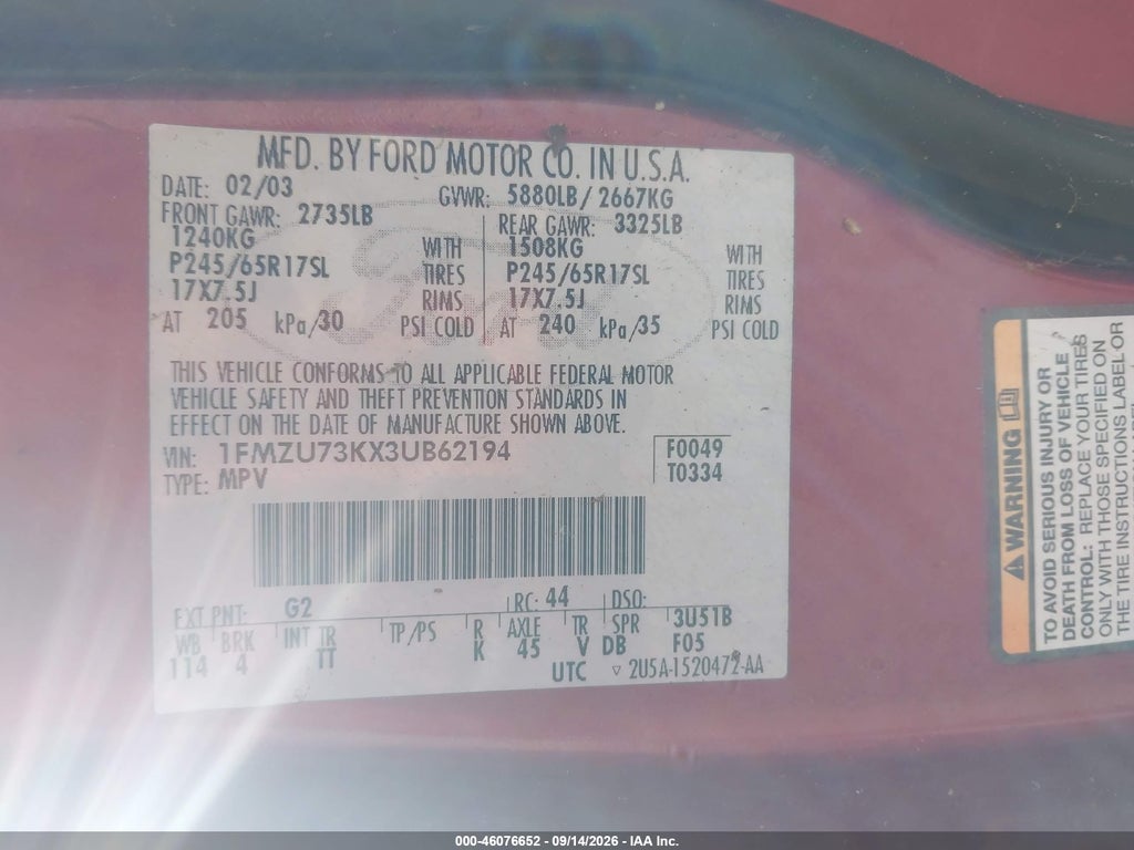 2003 Ford Explorer NBX/XLT photo 9