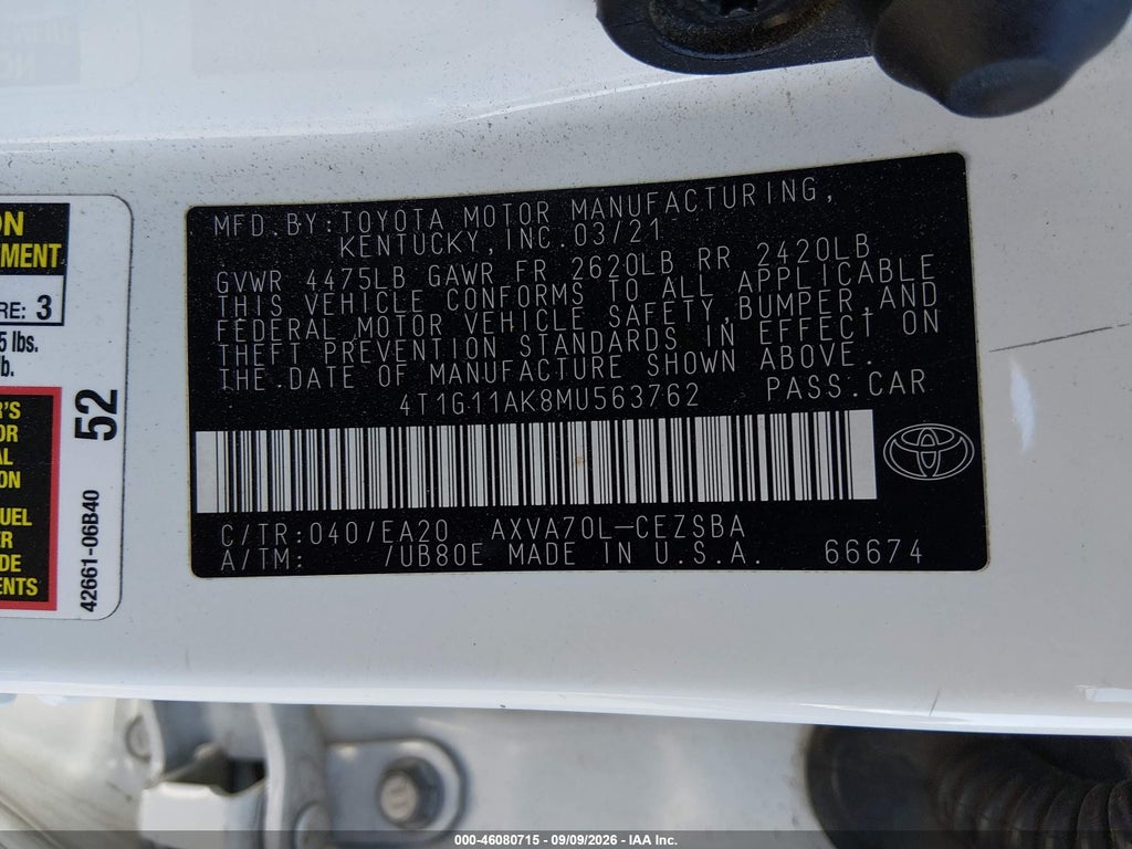 2021 Toyota Camry SE photo 9