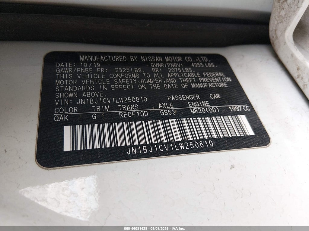 2020 Nissan Rogue Sport S FWD Xtronic CVT photo 9
