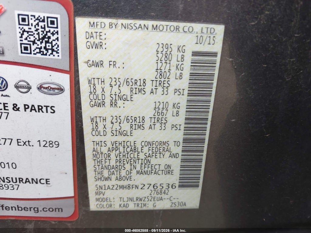 2015 Nissan Murano SL photo 9