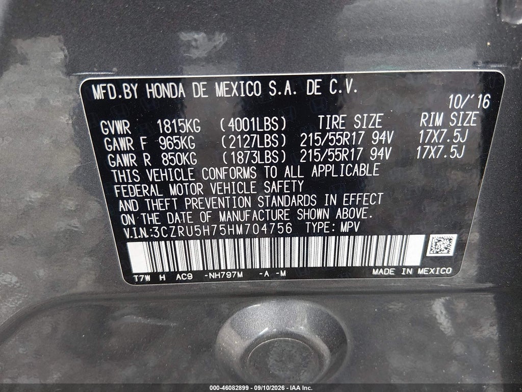 2017 Honda HR-V EX-L photo 9