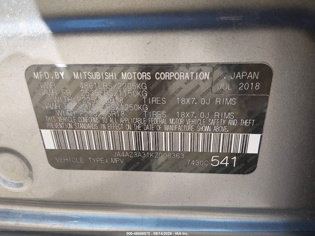 2019 Mitsubishi Outlander ES photo 9