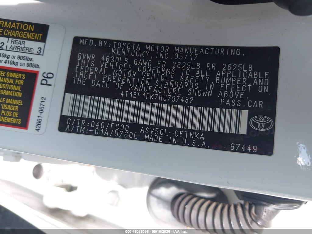 2017 Toyota Camry LE photo 9