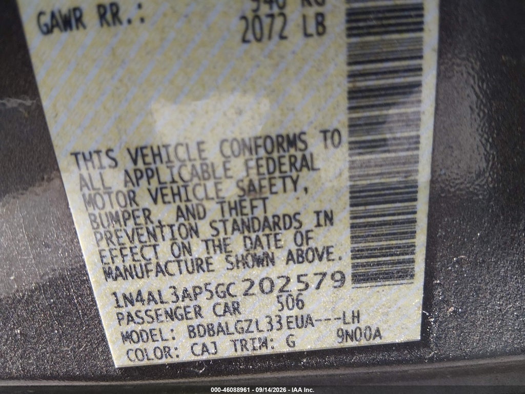 2016 Nissan Altima 2.5 S photo 9