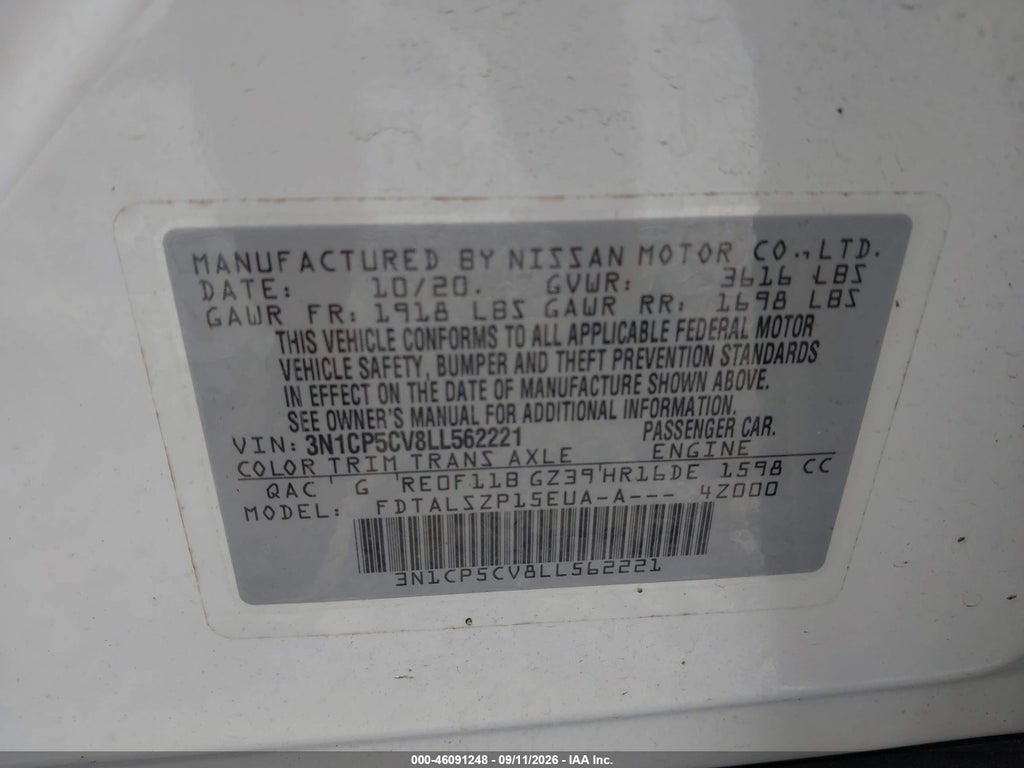 2020 Nissan Kicks SV Xtronic CVT photo 9