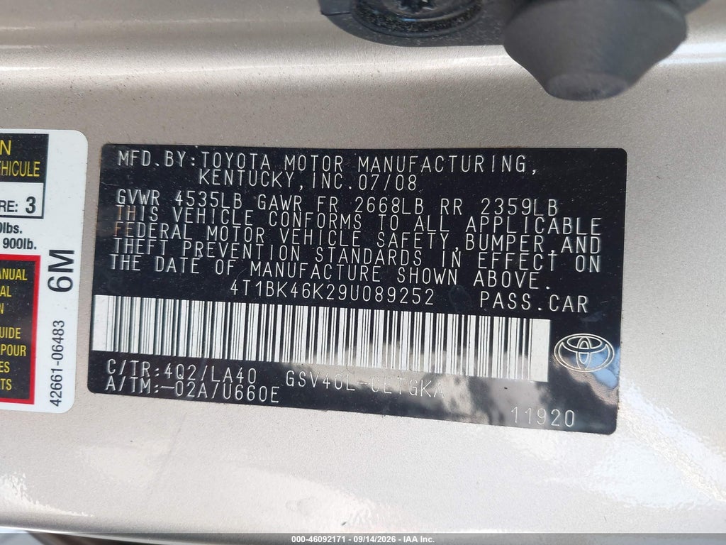 2009 Toyota Camry XLE V6 photo 9