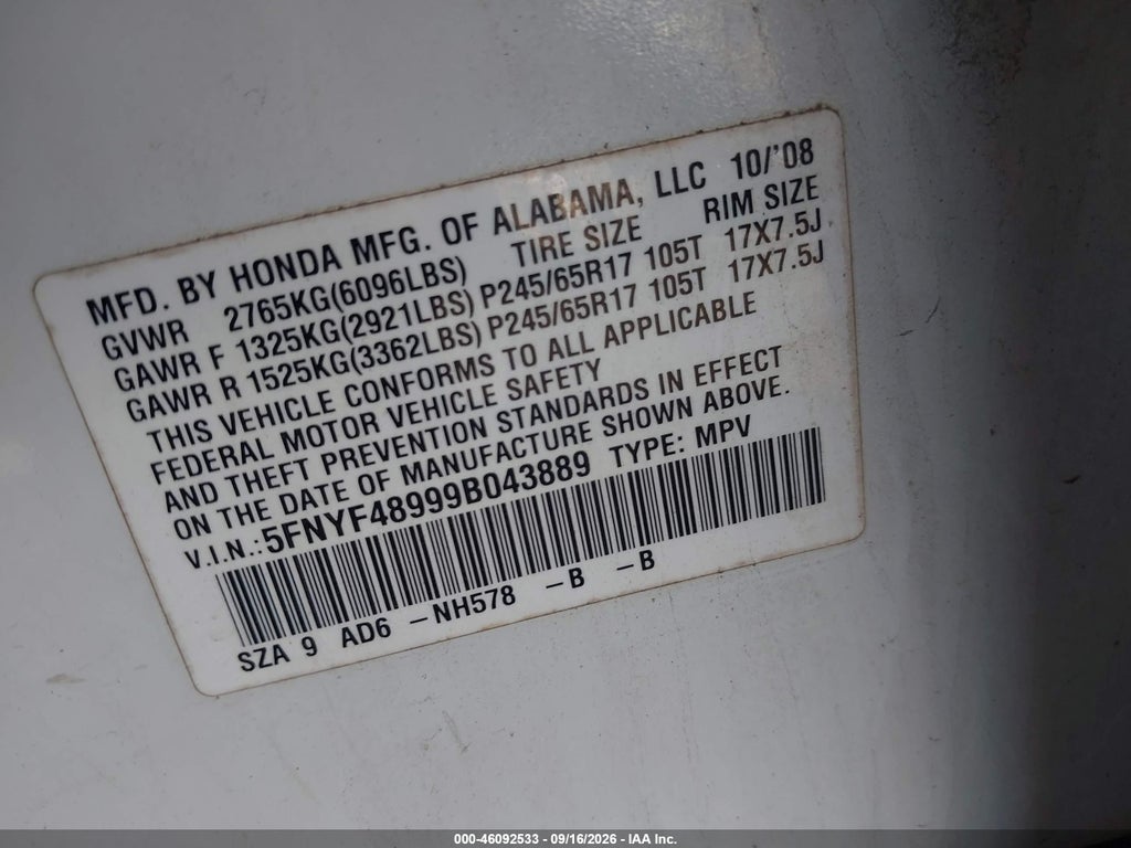 2009 Honda Pilot Touring photo 9