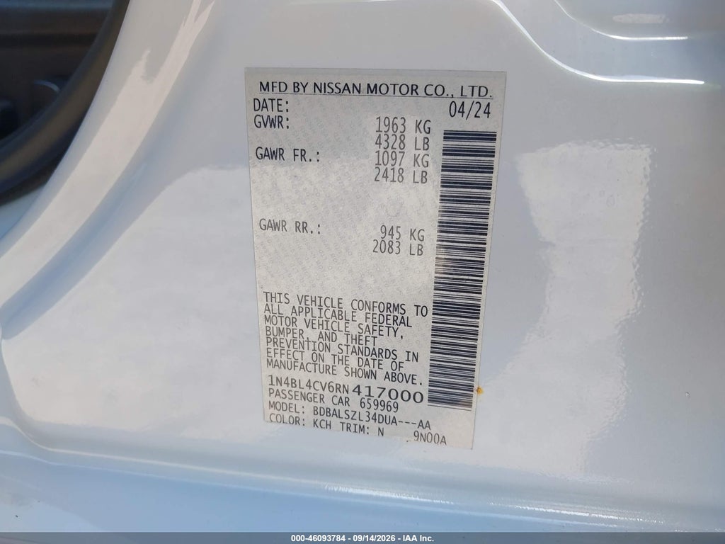 2024 Nissan Altima SR FWD photo 9