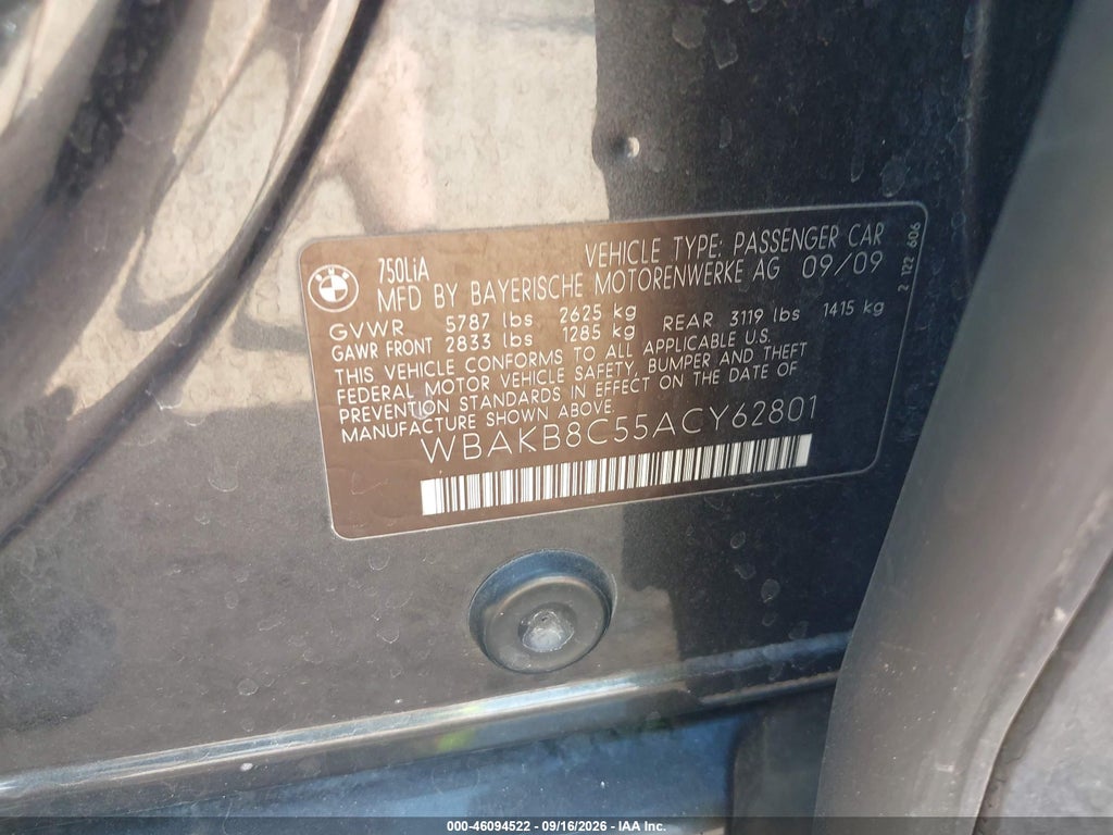 2010 BMW 750LI photo 9