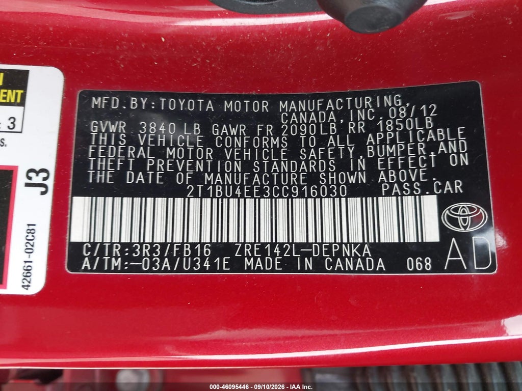 2012 Toyota Corolla LE photo 9