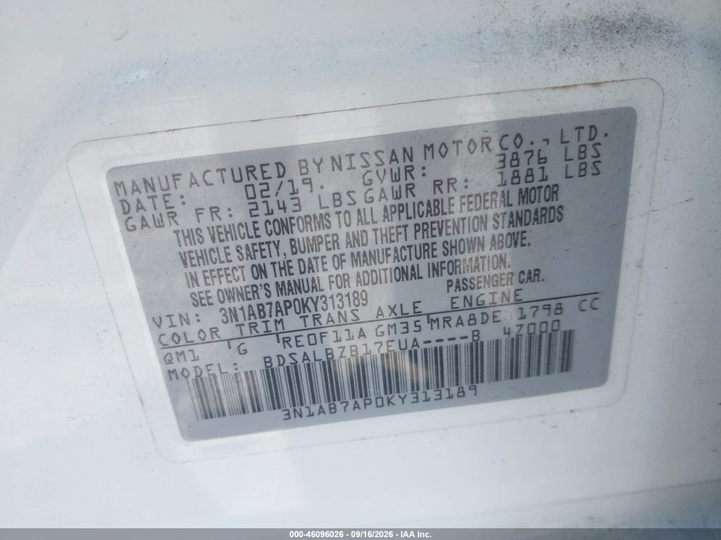 2019 Nissan Sentra S photo 9
