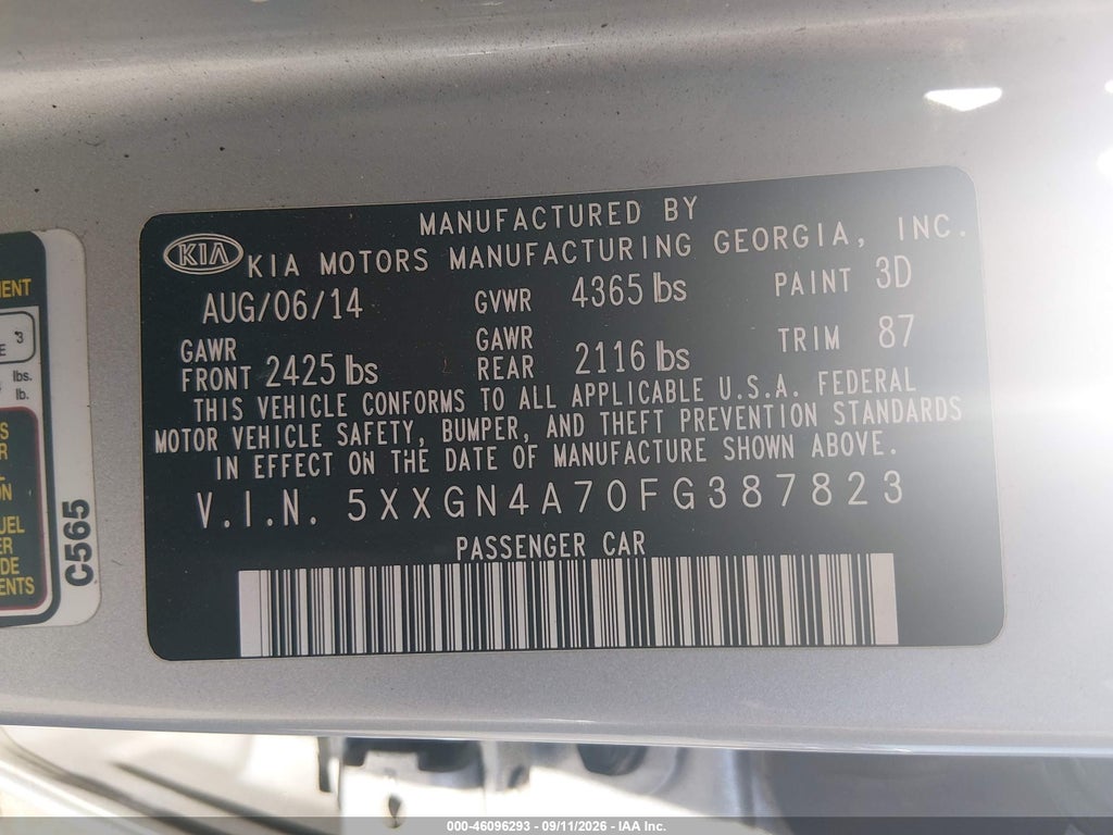 2015 Kia Optima EX photo 9