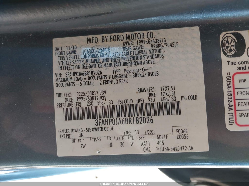 2011 Ford Fusion SEL photo 9