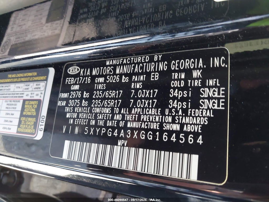 2016 Kia Sorento 2.4L LX photo 9