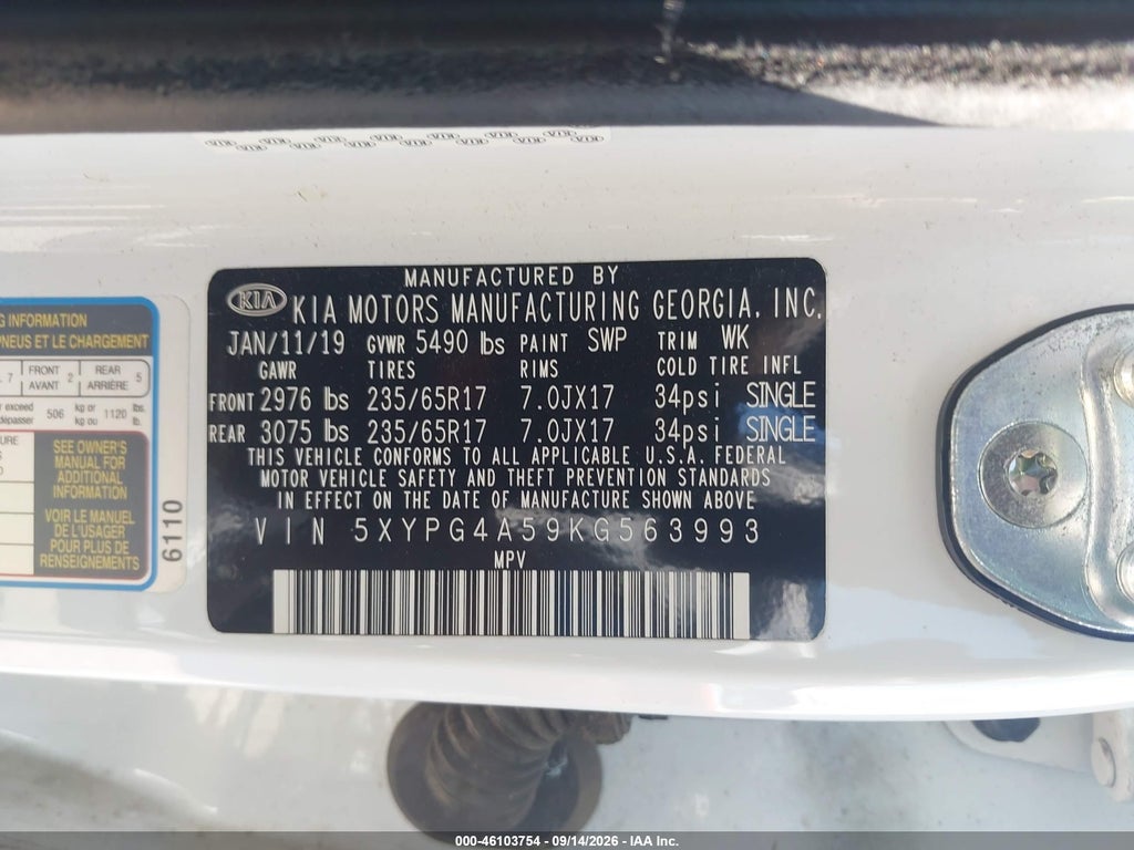 2019 Kia Sorento 3.3L LX photo 9