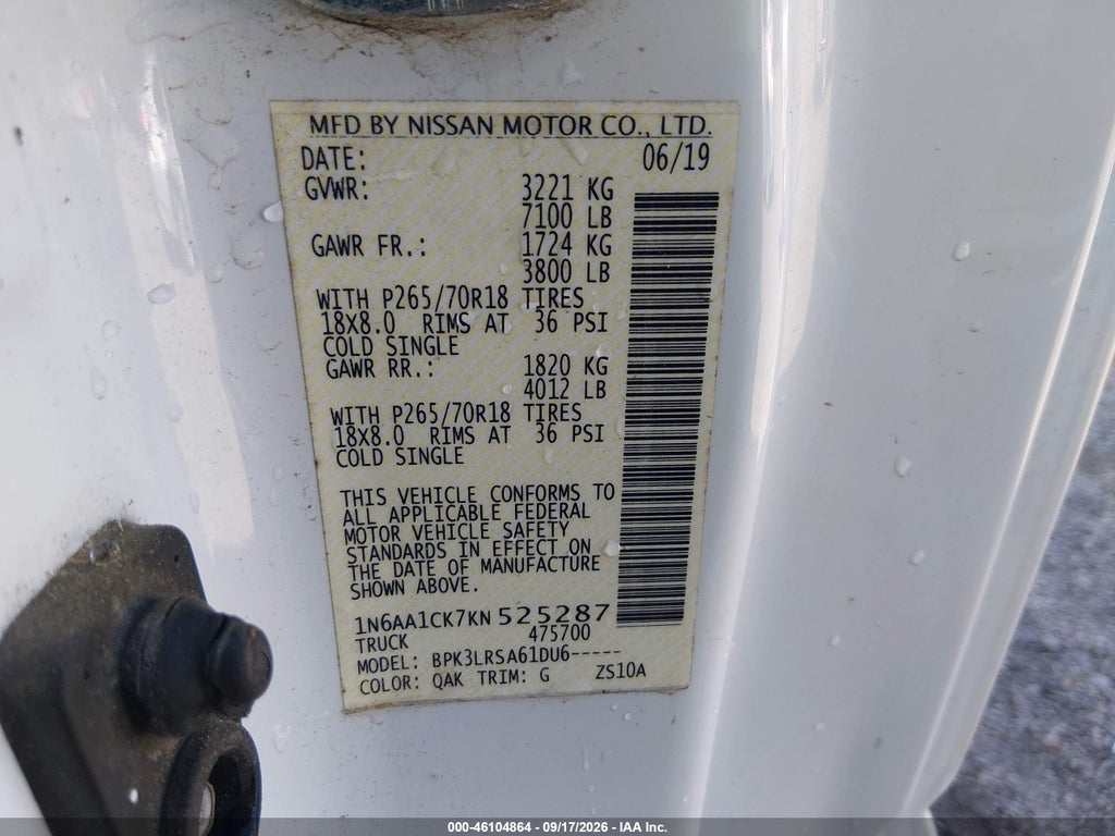 2019 Nissan Titan S photo 9
