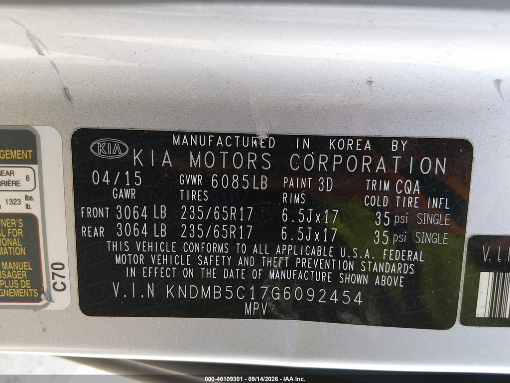2016 Kia Sedona LX photo 9