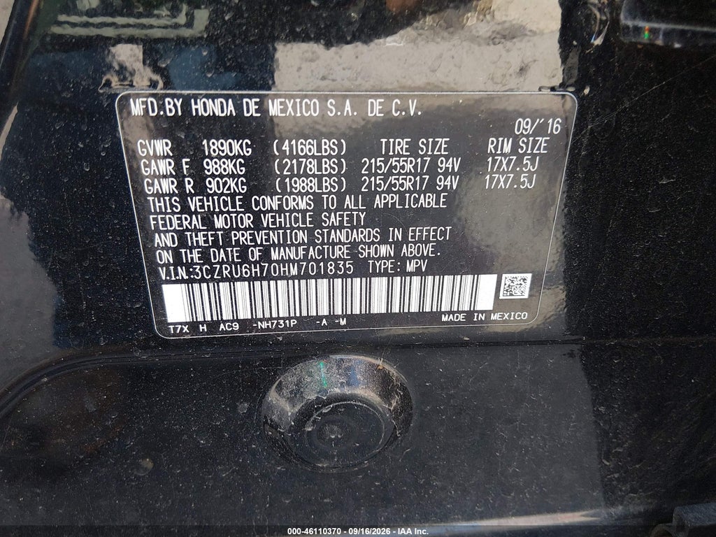2017 Honda HR-V EX-L photo 9