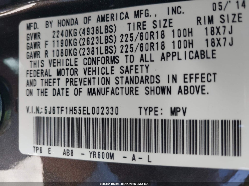 2014 Honda Crosstour EX-L V6 photo 9