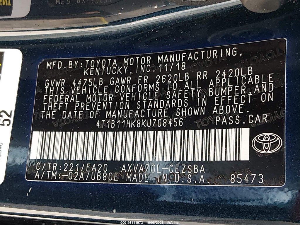 2019 Toyota Camry SE photo 9