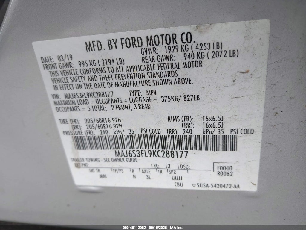 2019 Ford Ecosport S photo 9