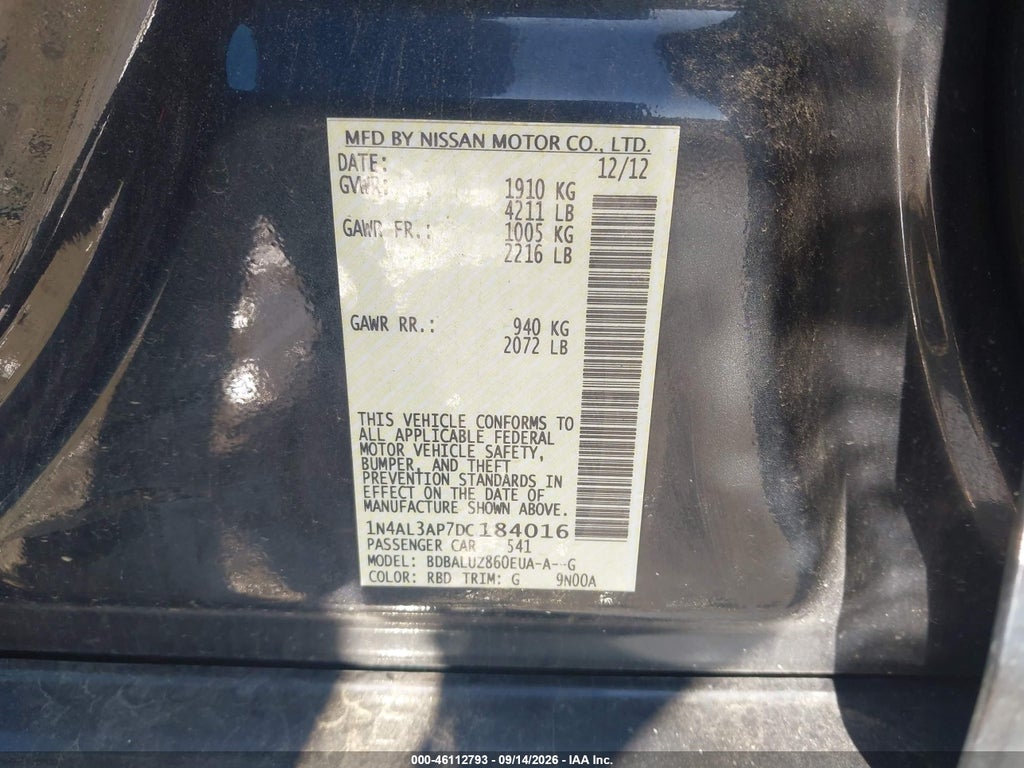 2013 Nissan Altima 2.5 SV photo 9