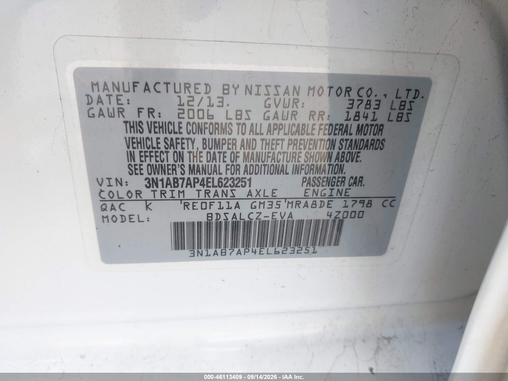 2014 Nissan Sentra S photo 9