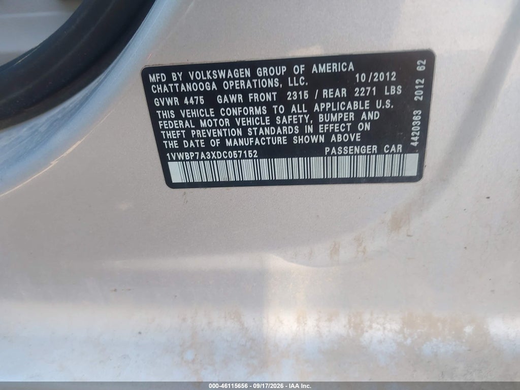 2013 Volkswagen Passat 2.5L SE photo 9