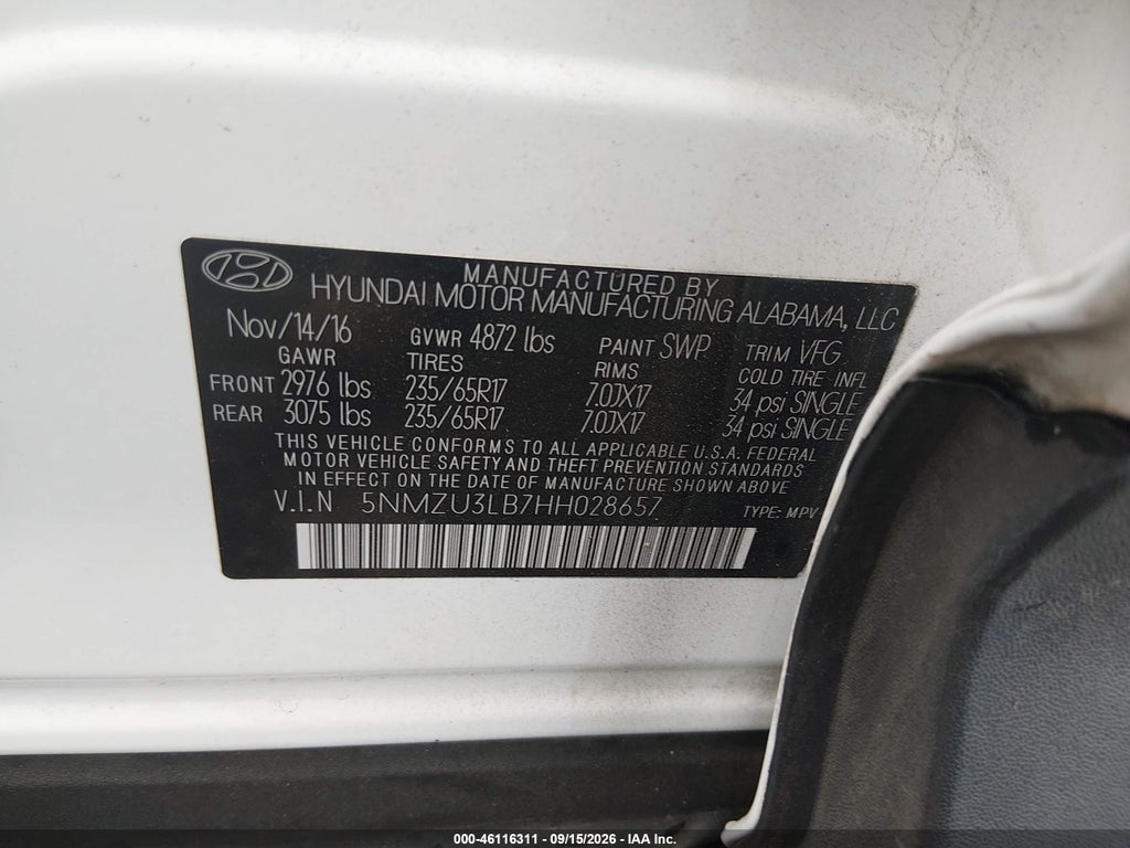 2017 Hyundai Santa FE Sport 2.4L photo 9