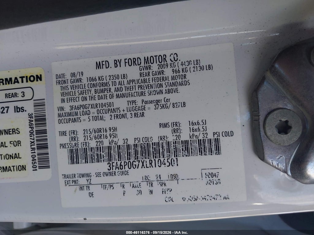 2020 Ford Fusion S photo 9