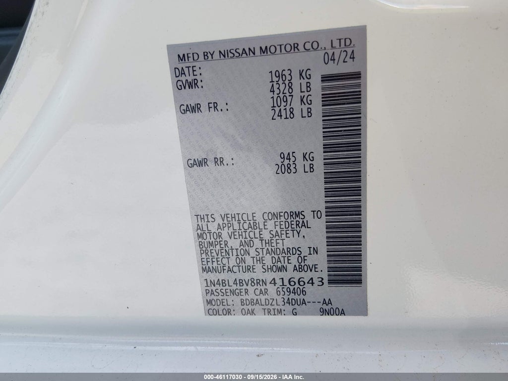 2024 Nissan Altima S FWD photo 9