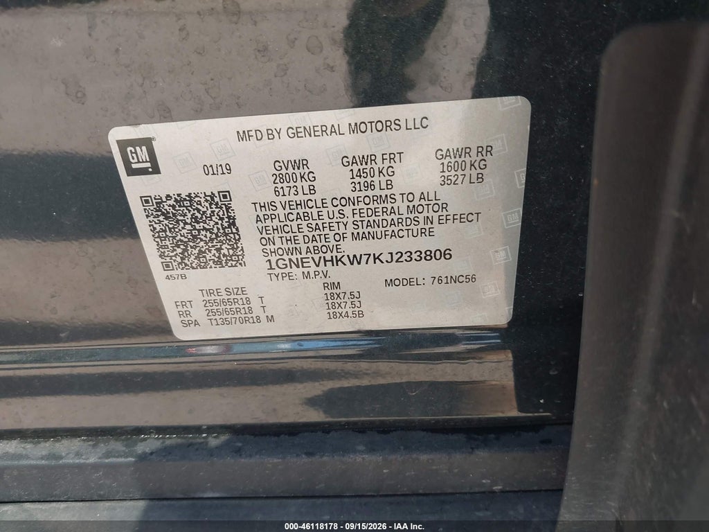 2019 Chevrolet Traverse 3LT photo 9
