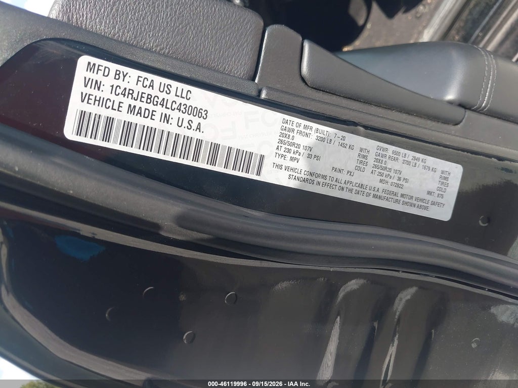 2020 Jeep Grand Cherokee Limited X 4X2 photo 9