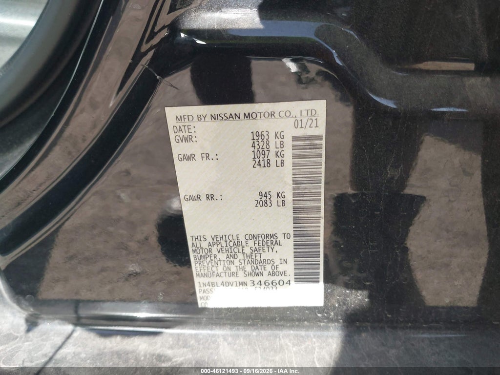 2021 Nissan Altima SV FWD photo 9