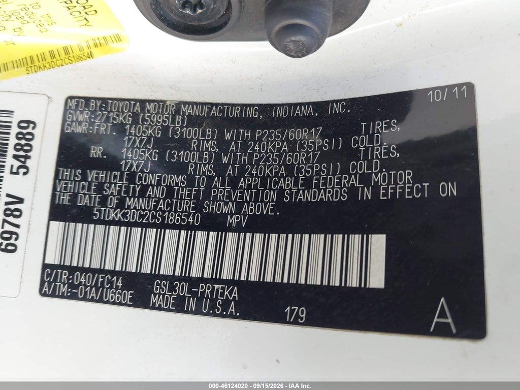 2012 Toyota Sienna LE V6 8 Passenger photo 9