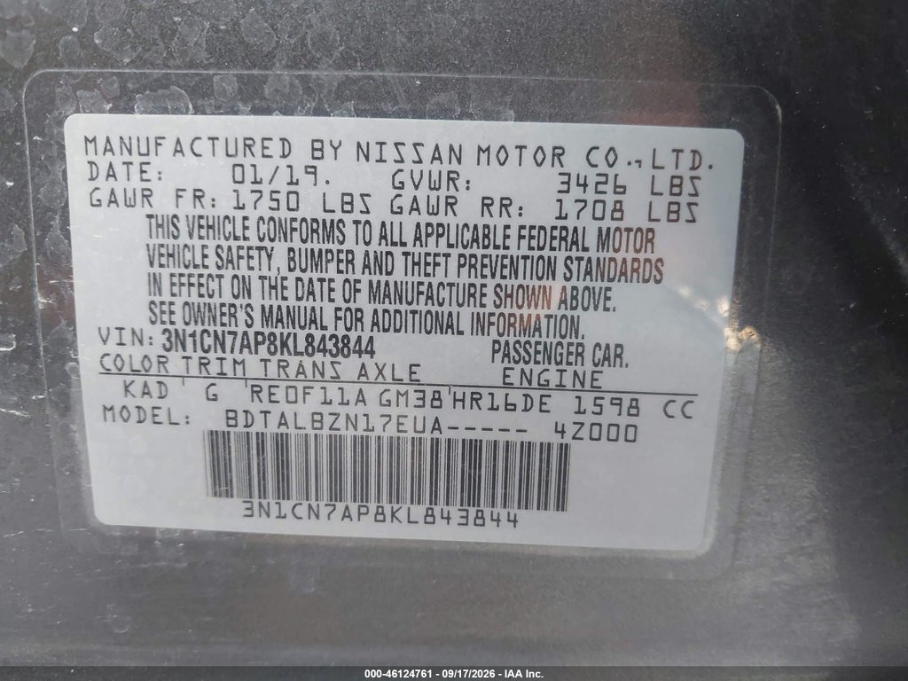 2019 Nissan Versa 1.6 SV photo 9