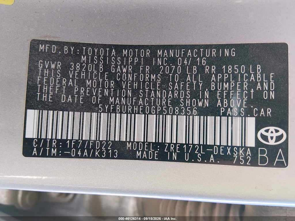 2016 Toyota Corolla S photo 9