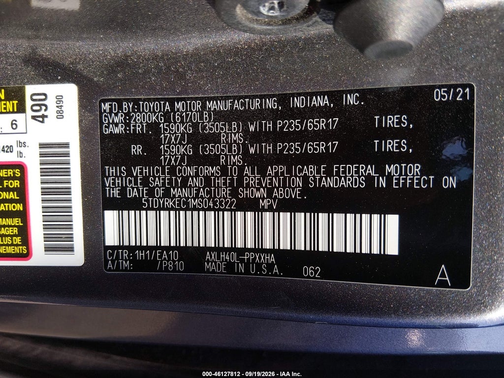 2021 Toyota Sienna XLE photo 9