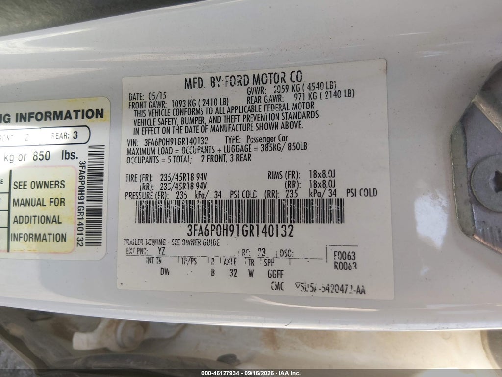 2016 Ford Fusion SE photo 9