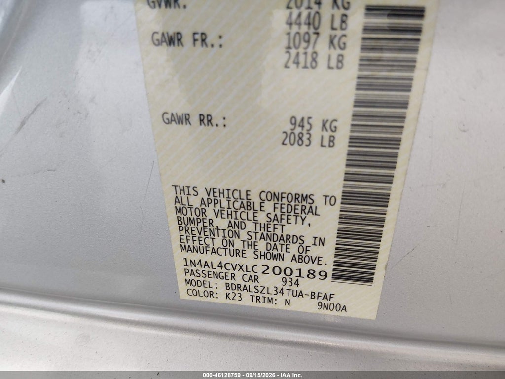 2020 Nissan Altima SR VC-Turbo FWD photo 9