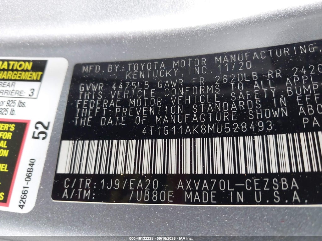 2021 Toyota Camry SE photo 9