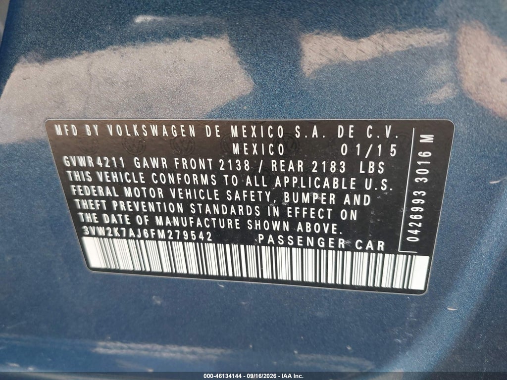 2015 Volkswagen Jetta 2.0L S photo 9