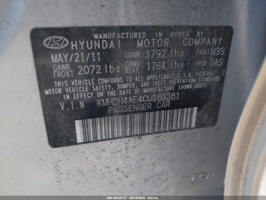 2012 Hyundai Elantra Limited (ulsan Plant) photo 9