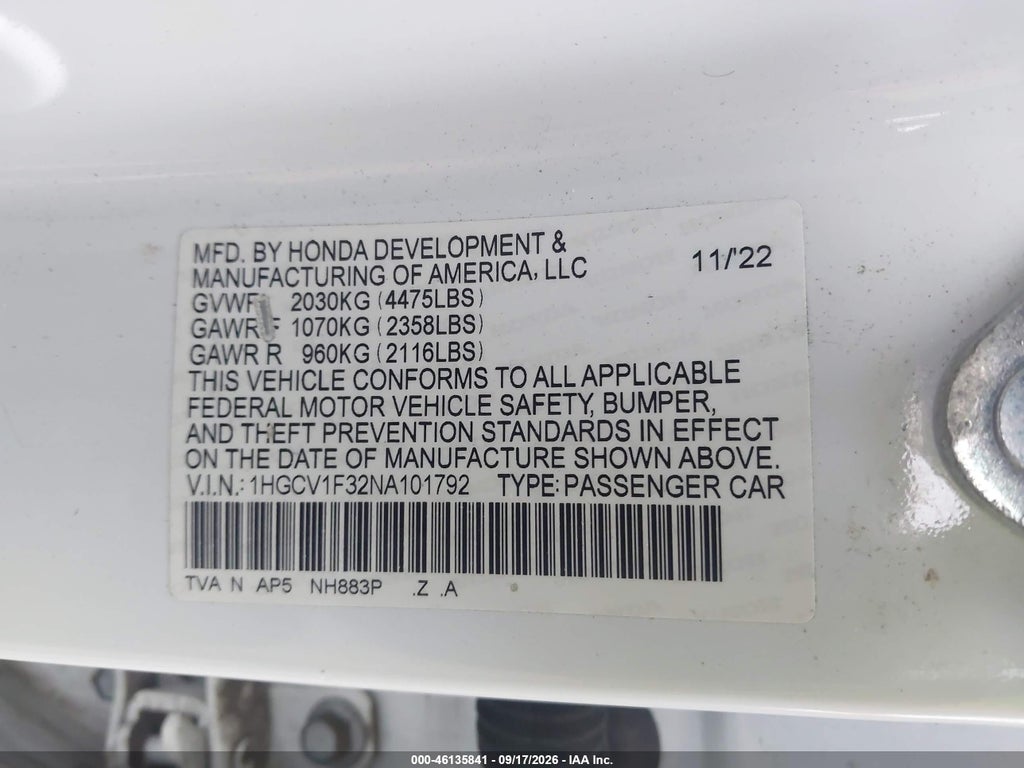 2022 Honda Accord Sport photo 9