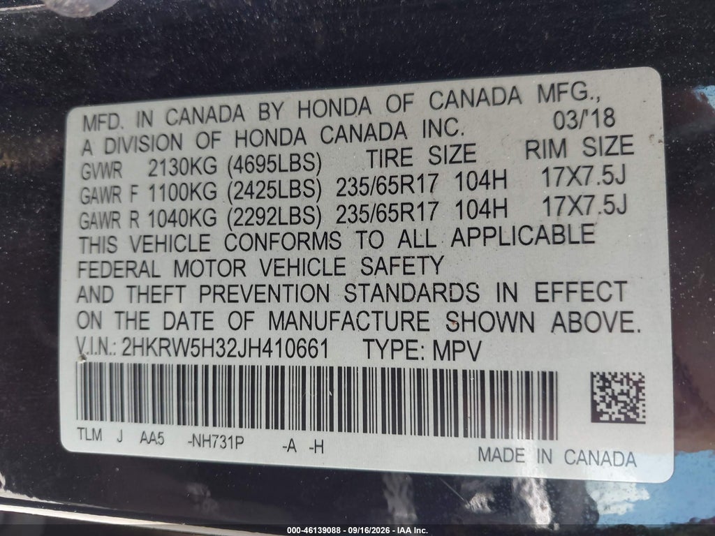 2018 Honda CR-V LX photo 9