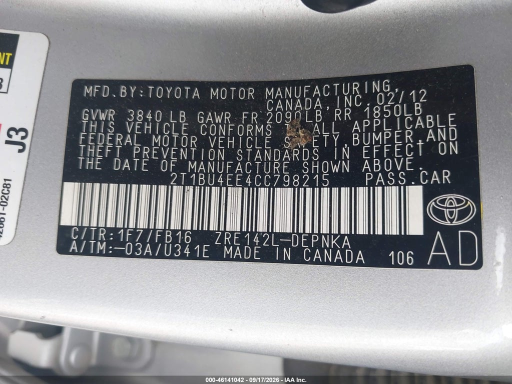 2012 Toyota Corolla LE photo 9
