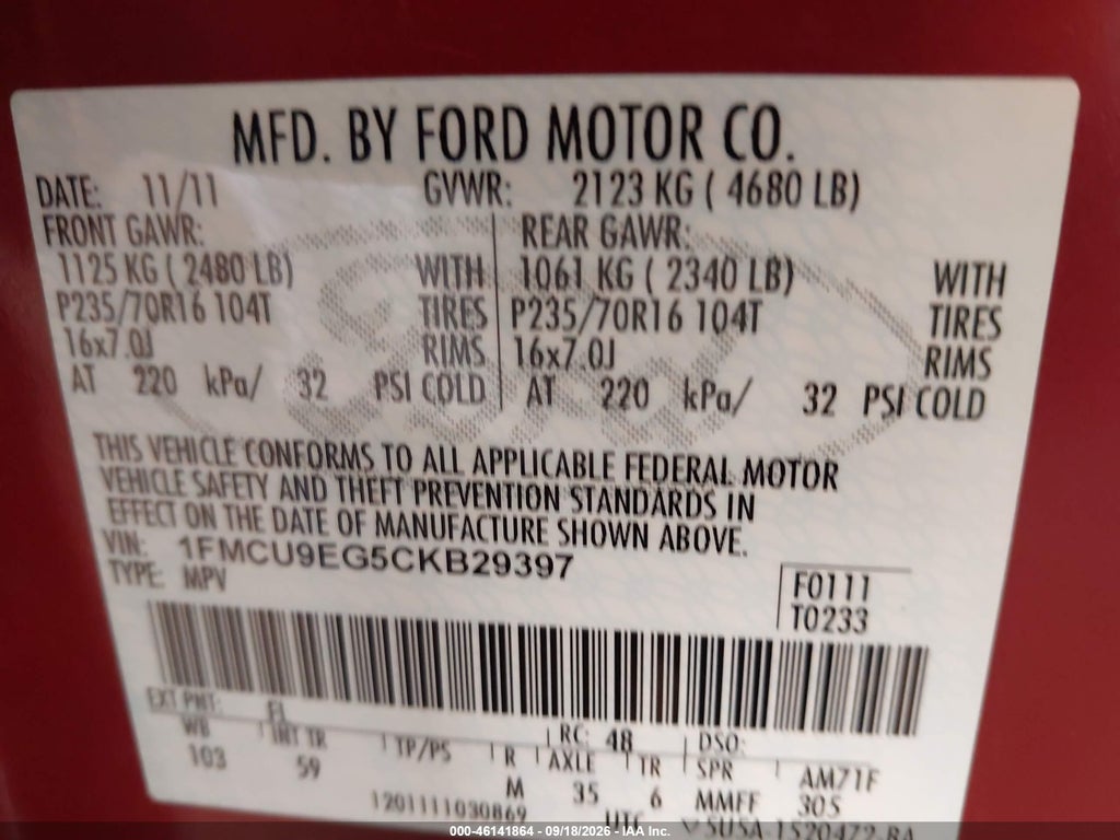 2012 Ford Escape Limited photo 9