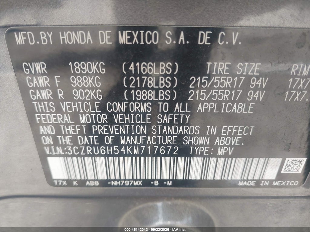 2019 Honda HR-V EX photo 9